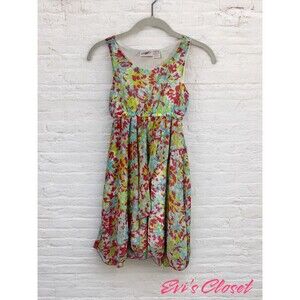 Extremely Me! Girls Dress White Pink Blue Neon Green  Sleeveless Sz 10-12